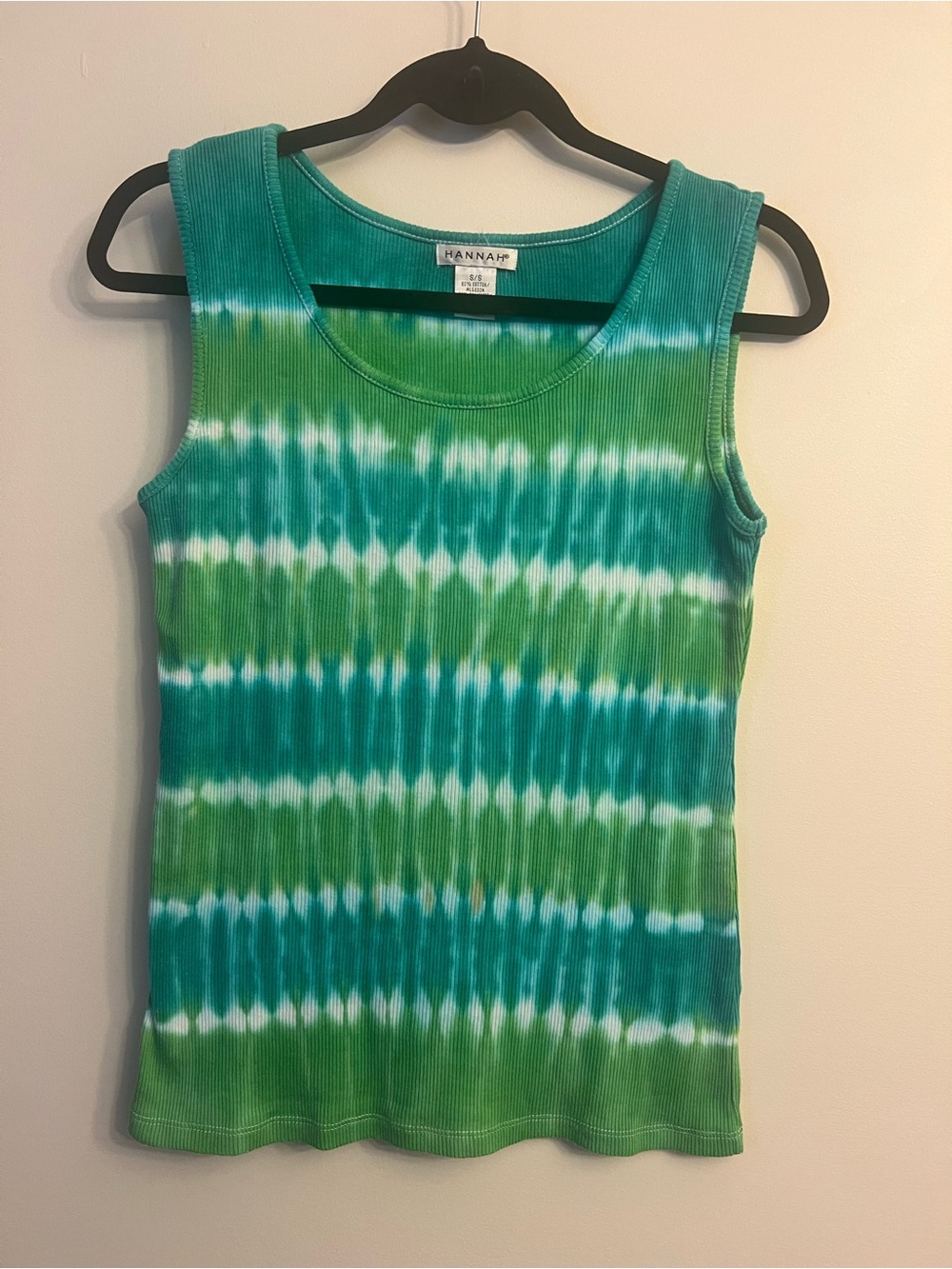 Hannah Green & Teal Tie-Dye Ribbed Tank